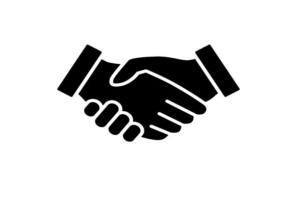 Business agreement handshake or friendly handshake line art icon for apps and websites